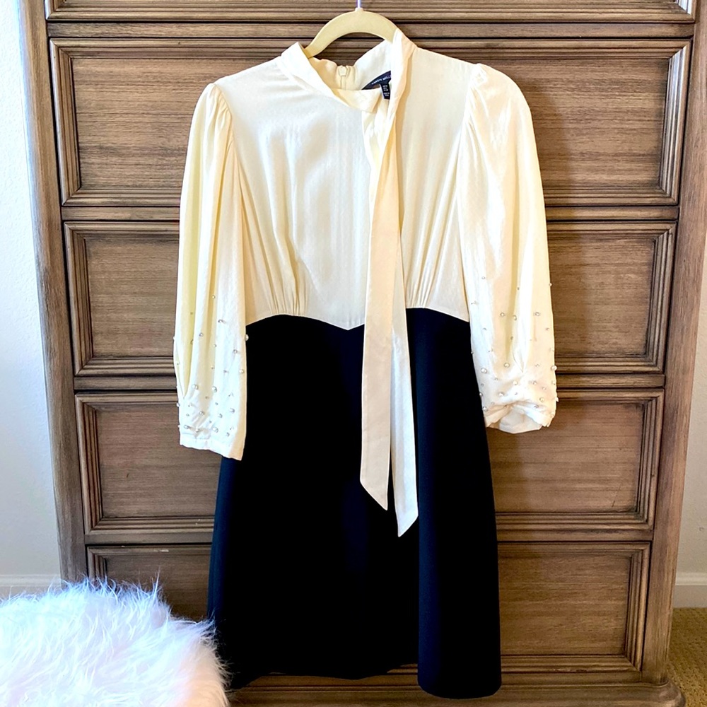Karen Millen long sleeve blouse dress with perfect pearls